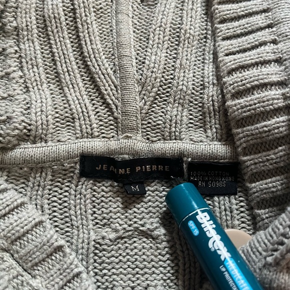 Cable Knit Button-Up Sweater - Olive Green - Picture 3 of 5